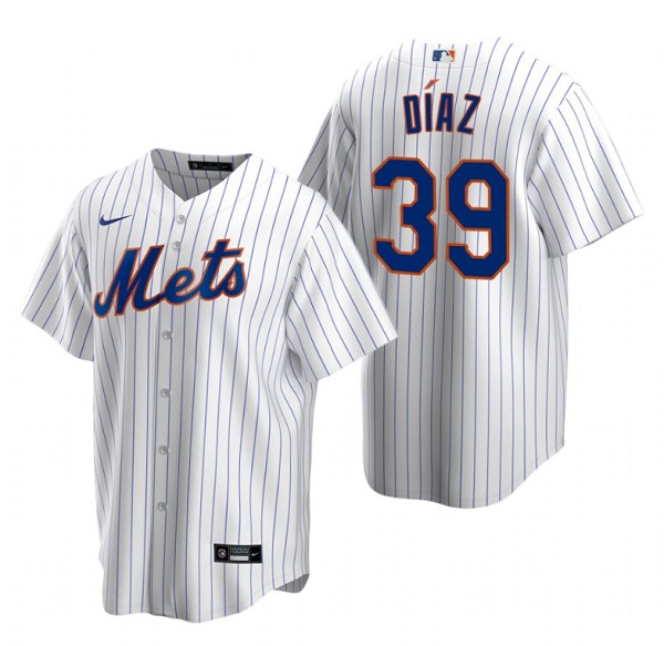 Men's New York Mets #39 Edwin D??az White Cool Base Stitched Baseball Jersey